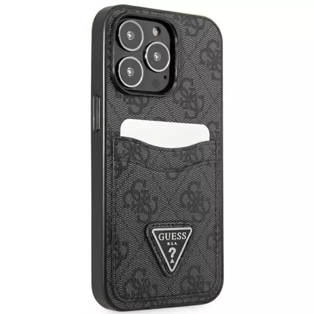 Guess GUHCP13LP4TPK iPhone 13 Pro / 13 6.1&quot  black/black hardcase 4G Triangle Logo Cardslot 10