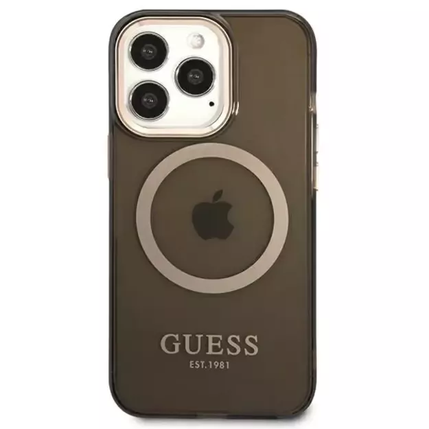 Guess Gold Outline Translucent MagSafe Case for iPhone 13 Pro / iPhone 13 - Black 2