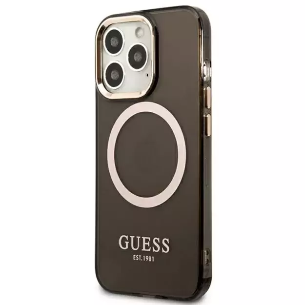 Guess Gold Outline Translucent MagSafe Case for iPhone 13 Pro / iPhone 13 - Black 1