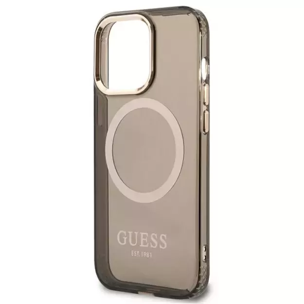 Guess Gold Outline Translucent MagSafe Case for iPhone 13 Pro / iPhone 13 - Black 5
