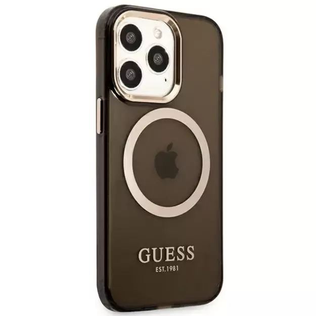 Guess Gold Outline Translucent MagSafe Case for iPhone 13 Pro / iPhone 13 - Black 3