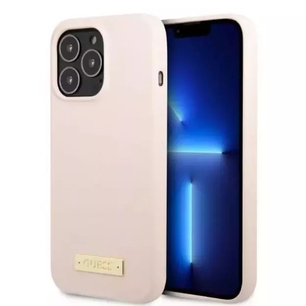 Guess GUHMP13LSPLP iPhone 13 Pro / 13 6.1&quot  pink/pink hard case Silicone Logo Plate MagSafe