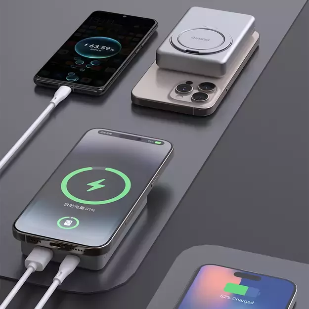 Dudao K28 10000mAh PD 22.5W MagSafe Powerbank with Metal Case and Ring Stand - Gray 10