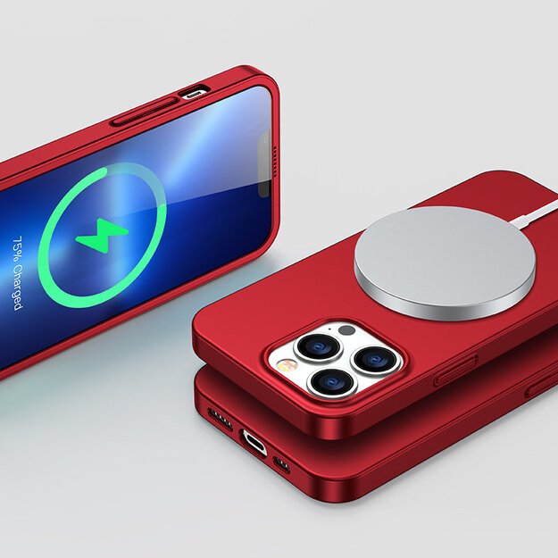 Joyroom 360 Full Case front and back cover for iPhone 13 Pro + tempered glass screen protector red (JR-BP935 red) 6
