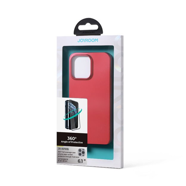 Joyroom 360 Full Case front and back cover for iPhone 13 Pro + tempered glass screen protector red (JR-BP935 red) 4
