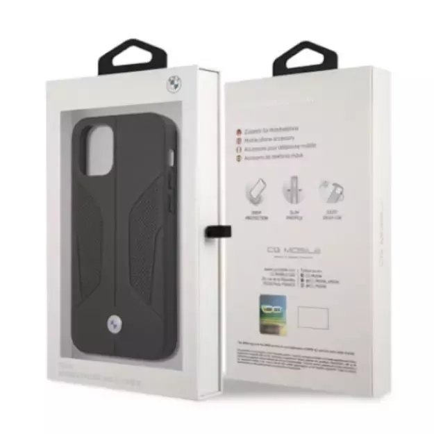 Etui BMW BMHCP12LRSCSK iPhone 12 Pro Max 6,7  czarny/black hardcase Leather Perforate Sides 14