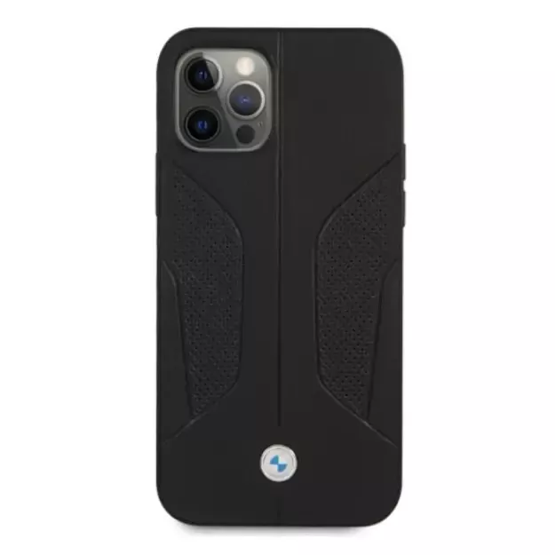Etui BMW BMHCP12LRSCSK iPhone 12 Pro Max 6,7  czarny/black hardcase Leather Perforate Sides 9