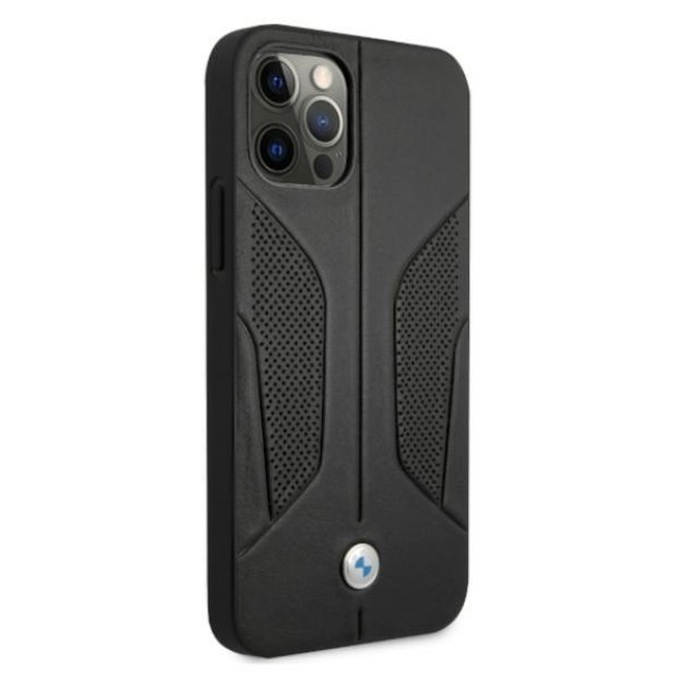 Etui BMW BMHCP12LRSCSK iPhone 12 Pro Max 6,7  czarny/black hardcase Leather Perforate Sides 3