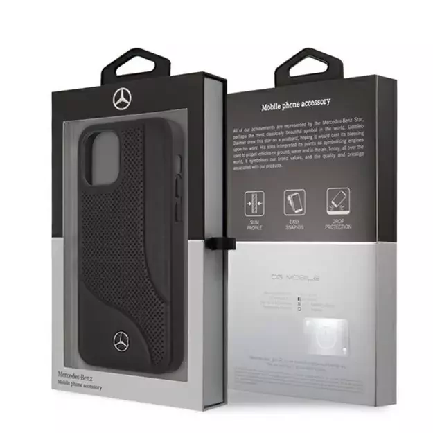 Mercedes MEHCP12SCDOBK iPhone 12 mini 5,4  czarny/black hardcase Leather Perforated Area 13