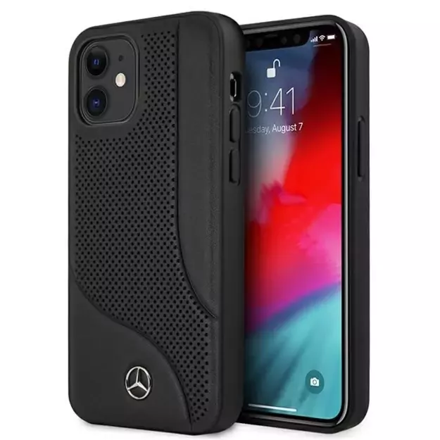 Mercedes MEHCP12SCDOBK iPhone 12 mini 5,4  czarny/black hardcase Leather Perforated Area