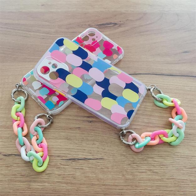 Color Chain Case gel flexible elastic case cover with a chain pendant for iPhone XS / iPhone X multicolour 15