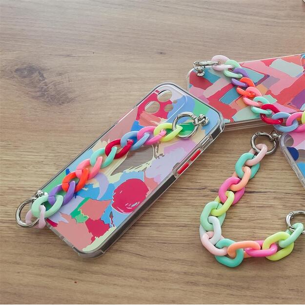 Color Chain Case gel flexible elastic case cover with a chain pendant for iPhone XS / iPhone X multicolour 14