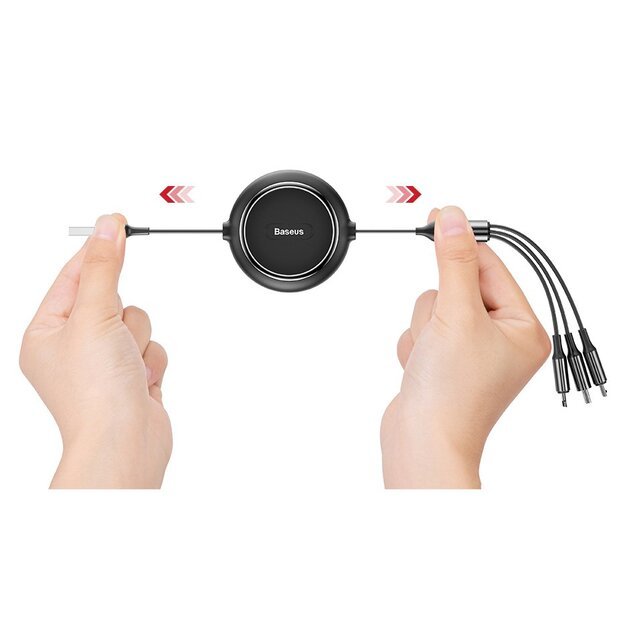 Baseus Golden Loop 3in1 retractable cable USB - micro USB / Lightning / USB-C 3.5A 35cm - 120cm black (CAMLT-JH01) 7