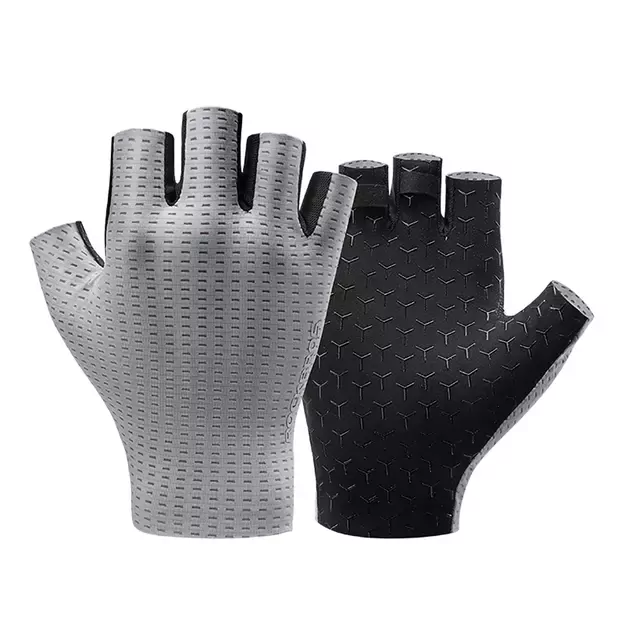 Rockbros Breathable Short Finger Cycling Gloves, Size: L - Gray