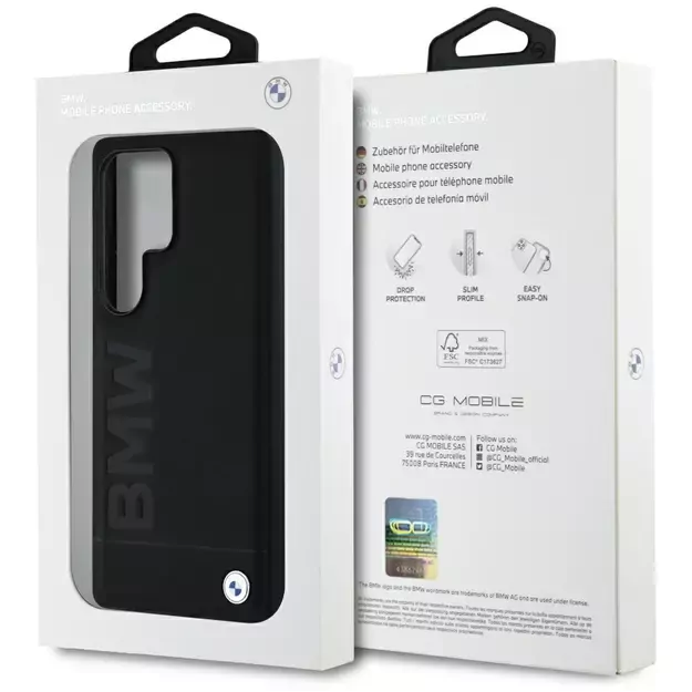 BMW Leather Big Wordmark Case for Samsung Galaxy S25 Ultra - Black 7