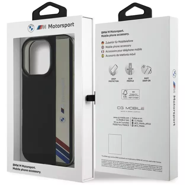 BMW Motorsport IML Vertical Stripe iPhone 16 Pro Max Case - Black 14