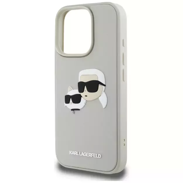 Karl Lagerfeld HC 3D Rubber Double Heads iPhone 16 Pro Case - Beige 5