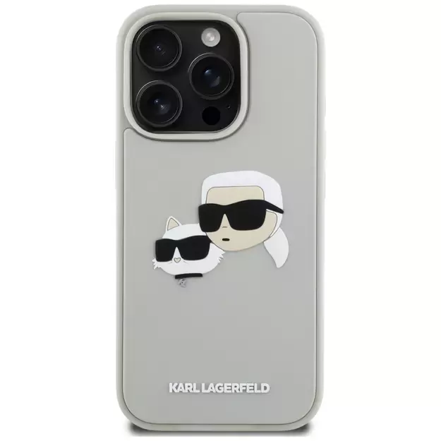 Karl Lagerfeld HC 3D Rubber Double Heads iPhone 16 Pro Case - Beige 2