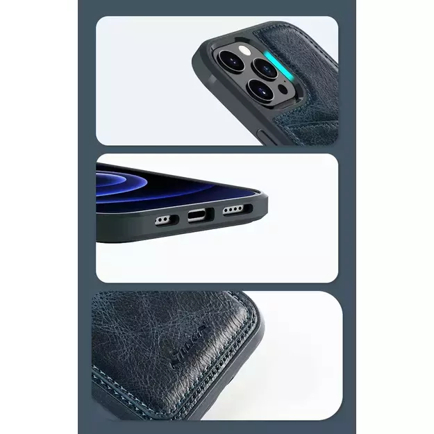 Nillkin Aoge Leather Case Flexible Armored Genuine Leather Case with Pocket for iPhone 12 Mini Black 21