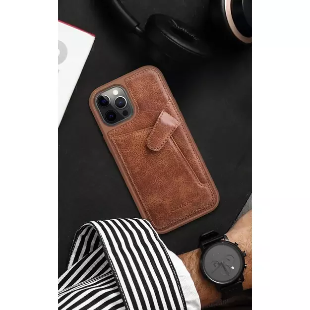 Nillkin Aoge Leather Case Flexible Armored Genuine Leather Case with Pocket for iPhone 12 Mini Black 22
