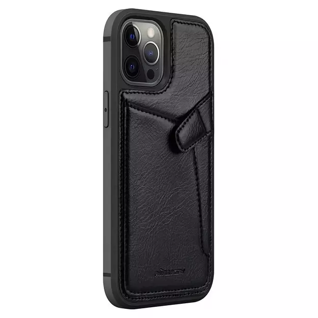 Nillkin Aoge Leather Case Flexible Armored Genuine Leather Case with Pocket for iPhone 12 Mini Black 14