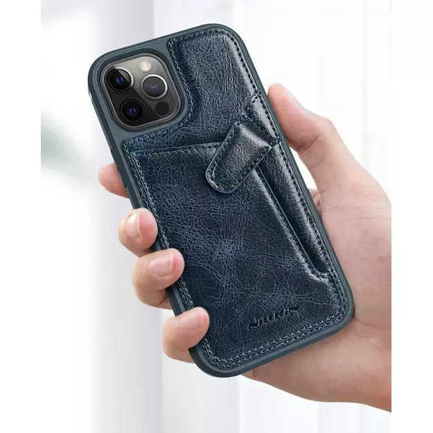 Nillkin Aoge Leather Case Flexible Armored Genuine Leather Case with Pocket for iPhone 12 Mini Black 17