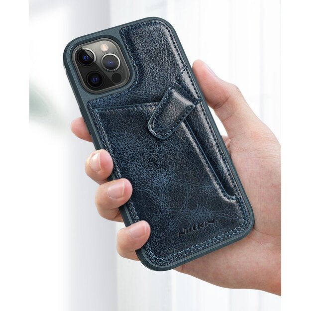 Nillkin Aoge Leather Case Flexible Armored Genuine Leather Case with Pocket for iPhone 12 Mini Black 5