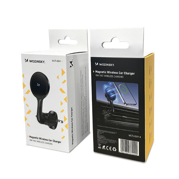 Wozinsky WCT5-6S4Y Car Holder with Qi/MagSafe 15W Inductive Charger for Air Vent - Black 2