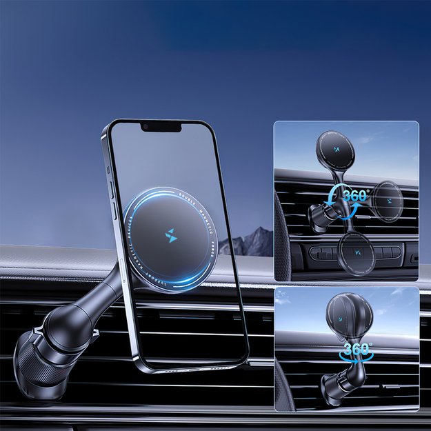 Wozinsky WCT5-6S4Y Car Holder with Qi/MagSafe 15W Inductive Charger for Air Vent - Black 5