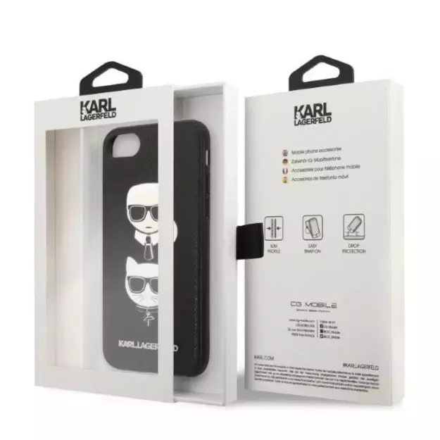 Karl Lagerfeld KLHCI8SAKICKCBK iPhone 7/8 / SE 2020 / SE 2022 black/black hardcase Saffiano Karl&amp Choupette Head 6