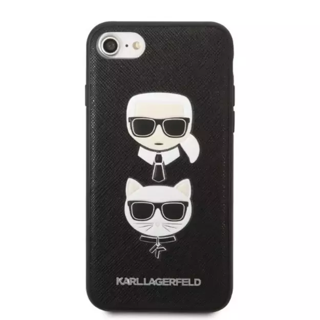 Karl Lagerfeld KLHCI8SAKICKCBK iPhone 7/8 / SE 2020 / SE 2022 black/black hardcase Saffiano Karl&amp Choupette Head 2