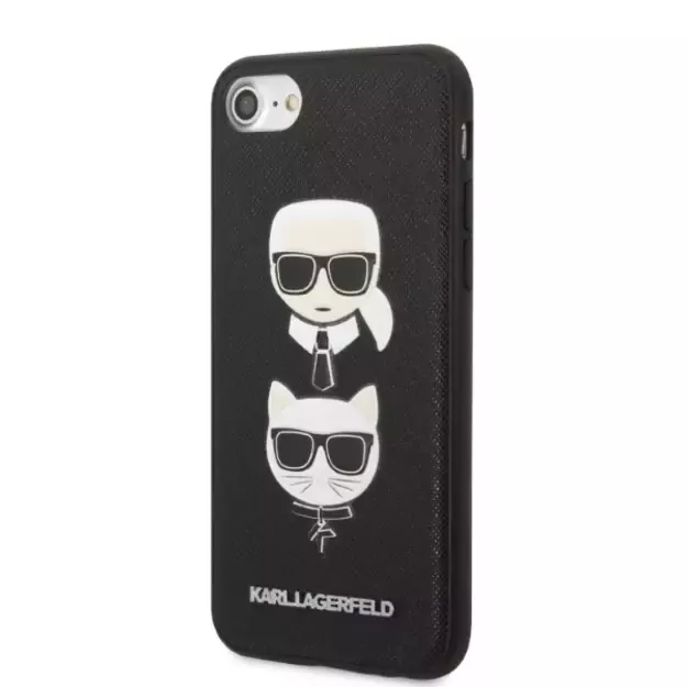Karl Lagerfeld KLHCI8SAKICKCBK iPhone 7/8 / SE 2020 / SE 2022 black/black hardcase Saffiano Karl&amp Choupette Head 1