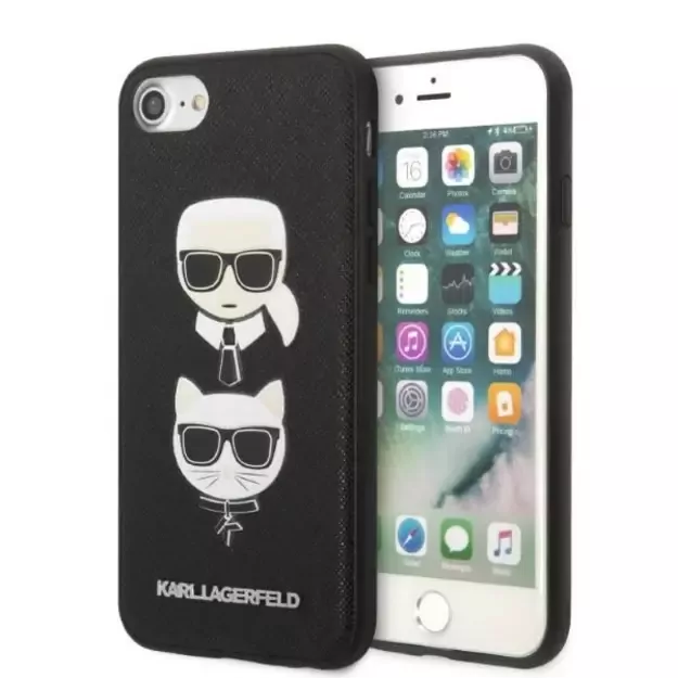 Karl Lagerfeld KLHCI8SAKICKCBK iPhone 7/8 / SE 2020 / SE 2022 black/black hardcase Saffiano Karl&amp Choupette Head