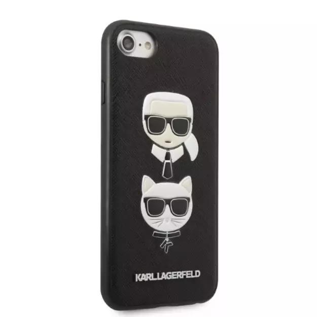 Karl Lagerfeld KLHCI8SAKICKCBK iPhone 7/8 / SE 2020 / SE 2022 black/black hardcase Saffiano Karl&amp Choupette Head 3