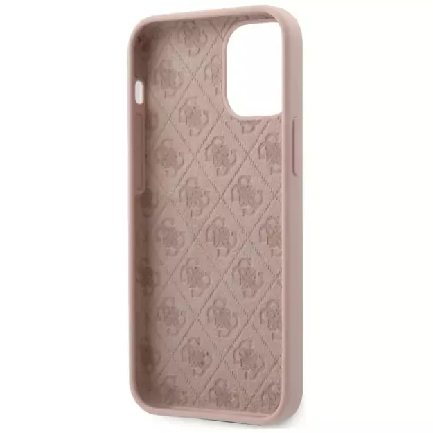 Guess GUHCP12SLSLMGLP iPhone 12 mini 5.4  light pink/light pink hardcase Silicone Script Gold Logo 13