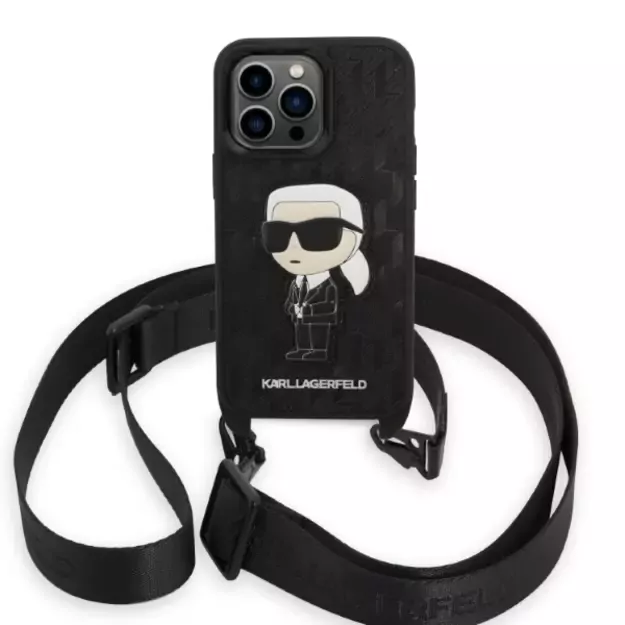 Karl Lagerfeld KLHCP14LSTKMK iPhone 14 Pro 6.1&quot  black/black hardcase Monogram Ikonik Patch 1