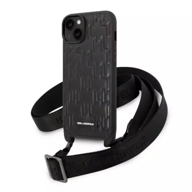 Karl Lagerfeld KLHCP14MSTMK iPhone 14 Plus 6.7&quot  hardcase black/black Monogram Plaque Logo Strap
