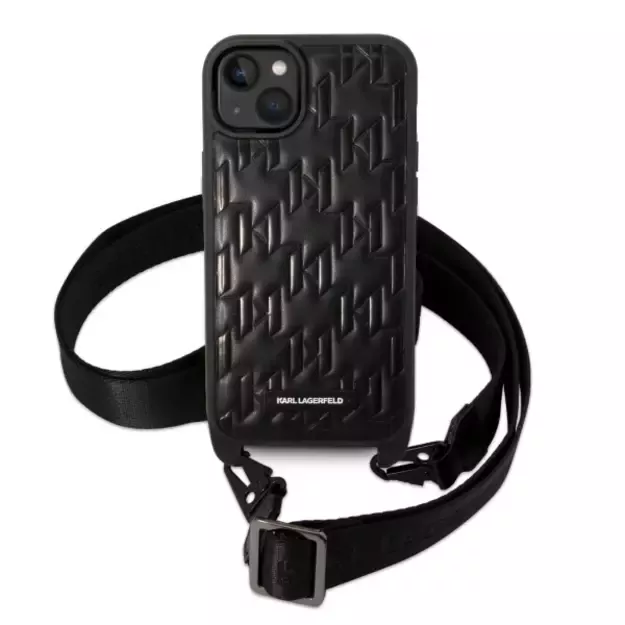 Karl Lagerfeld KLHCP14MSTMK iPhone 14 Plus 6.7&quot  hardcase black/black Monogram Plaque Logo Strap 6