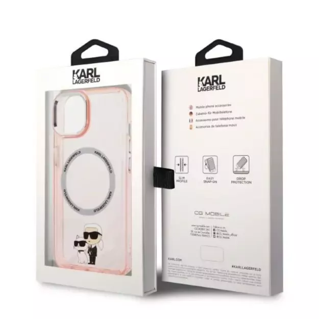 Karl Lagerfeld KLHMP14SHNKCIP iPhone 14 6.1&quot  hardcase pink/pink Iconic Karl&amp Choupette Magsafe 14