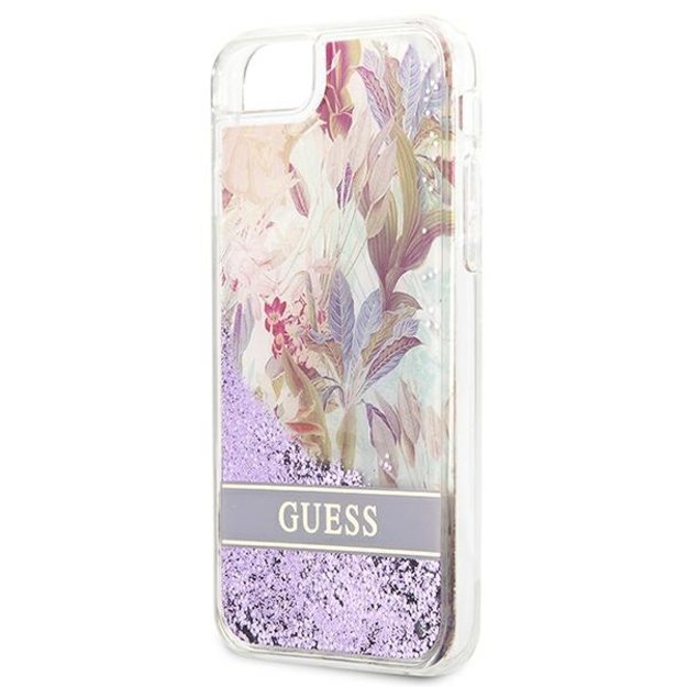 Guess Flower Liquid Glitter case for iPhone SE 2022 / SE 2020 / 7 / 8 - purple 5