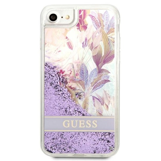 Guess Flower Liquid Glitter case for iPhone SE 2022 / SE 2020 / 7 / 8 - purple 2