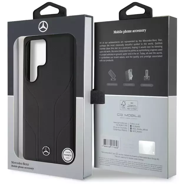 Mercedes Leather Debossed Lines MagSafe case for Samsung Galaxy S25 Ultra - black 7