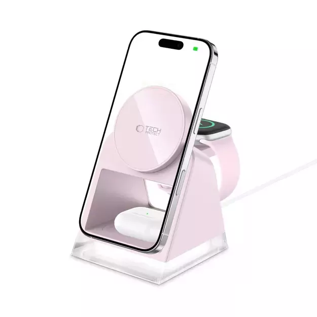 Tech-Protect QI15W-A43 3in1 MagSafe Inductive Charger - Pink 3