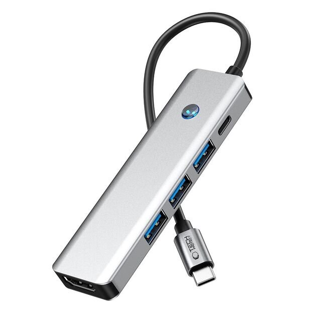 Tech-Protect HB01 HUB Adapter 5in1 USB-C + USB3.0 + HDMI 4K 60Hz + PD100W - gray 1