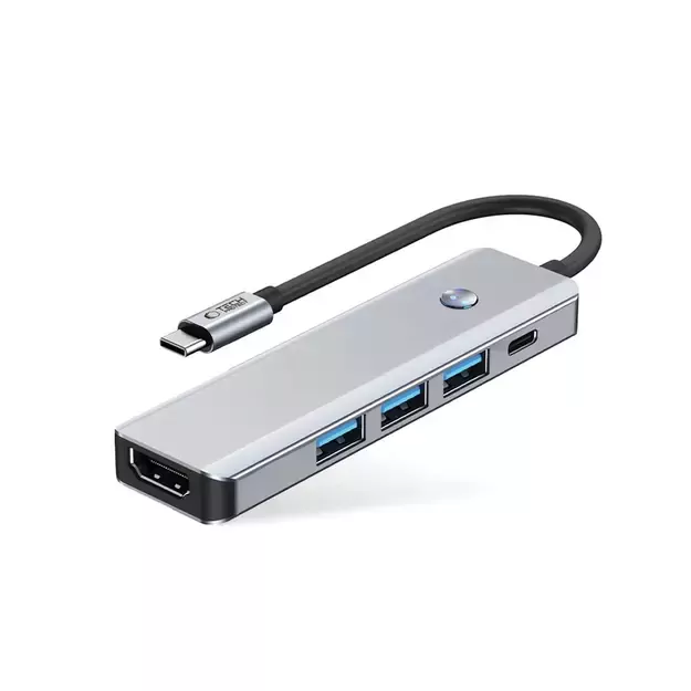 Tech-Protect HB01 HUB Adapter 5in1 USB-C + USB3.0 + HDMI 4K 60Hz + PD100W - gray 1