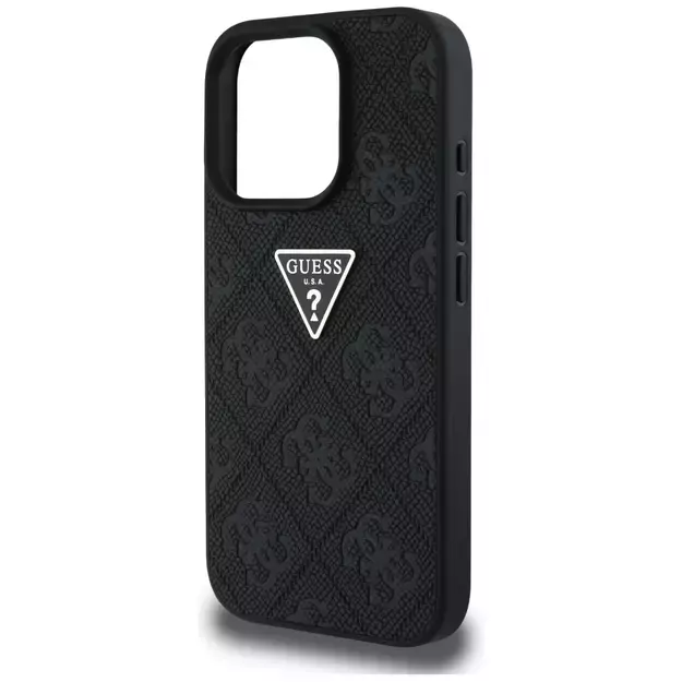 Guess Hot Stamp 4G Pattern Triangle Metal Logo iPhone 16 Pro Max Case - Black 12