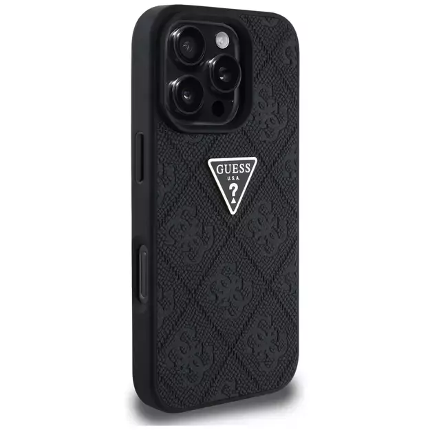 Guess Hot Stamp 4G Pattern Triangle Metal Logo iPhone 16 Pro Max Case - Black 10