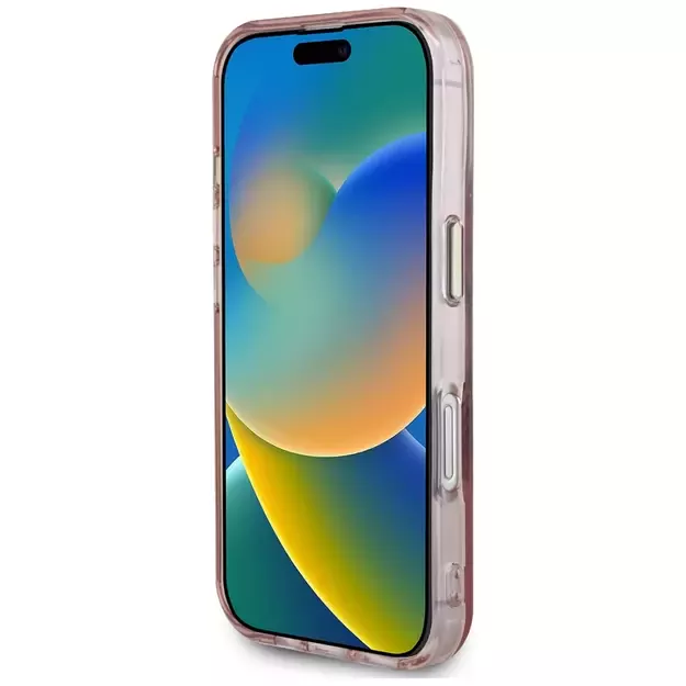 Guess IML Metal Mountain Logo MagSafe iPhone 16 Case - Pink 11