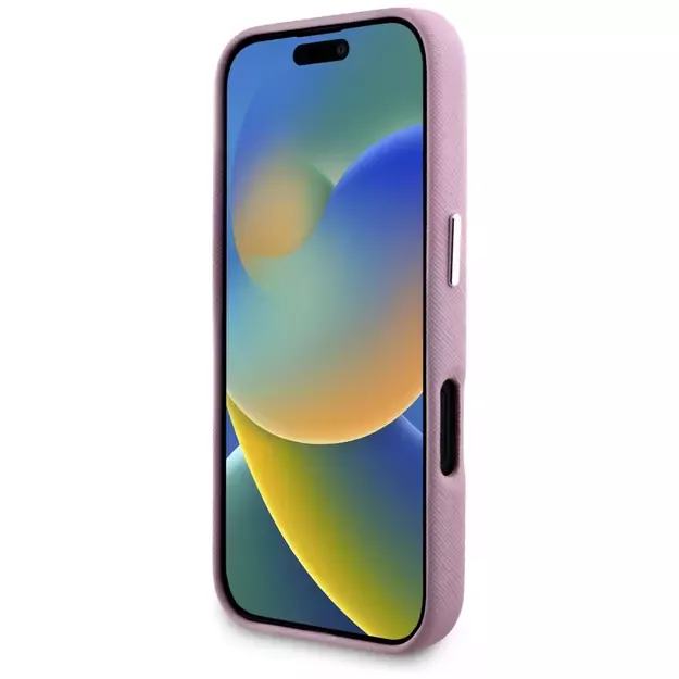 Karl Lagerfeld Saffiano Full Wrapped Elongated Metal Logo MagSafe iPhone 16 Case - Pink 11