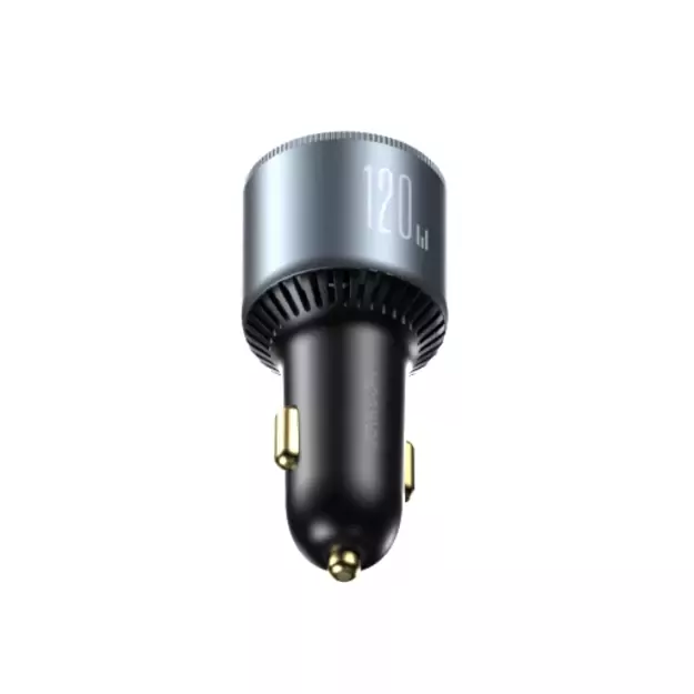 Joyroom JR-CCN07 car charger 120W 2xUSB-C USB-A + USB-C cable 100W - dark gray 12